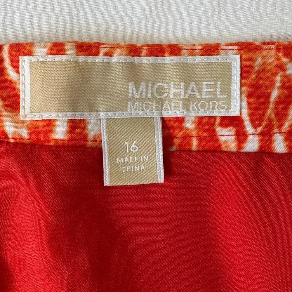 Michael Kors Womens Orange Vibrant Abstract Print Back Zip Mini Skirt‎ Size 16